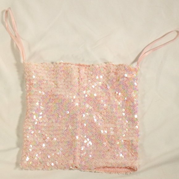 Hugo Buscati Tops - HUGO BUSCATI Collection Sequin Crop Spaghetti Strap Top Sz 2 US